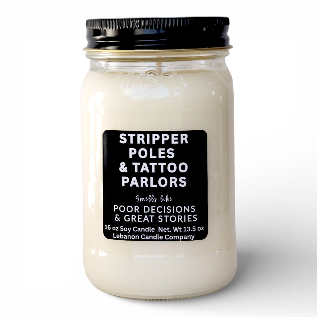 Stripper Poles and Tattoo Parlors Funny Candle